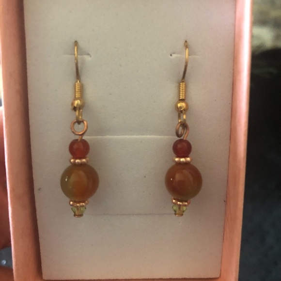 Natural Multicolored Agate Bead Necklace Earrings Bracelet 3 p - Picture 6 of 8